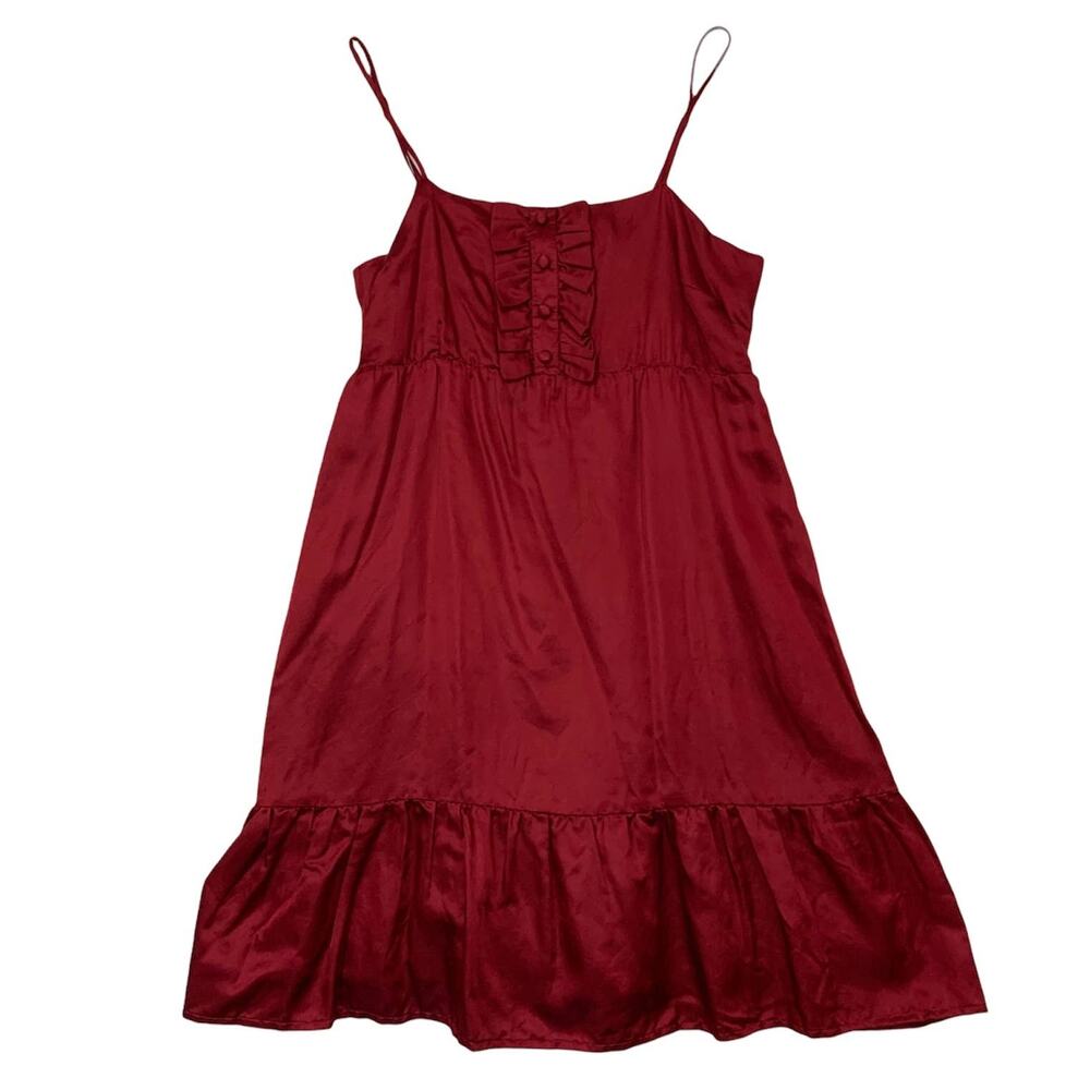 HERITAGE 1981 NWT Dark Red Sleeveless Silky Mini Dress S/P